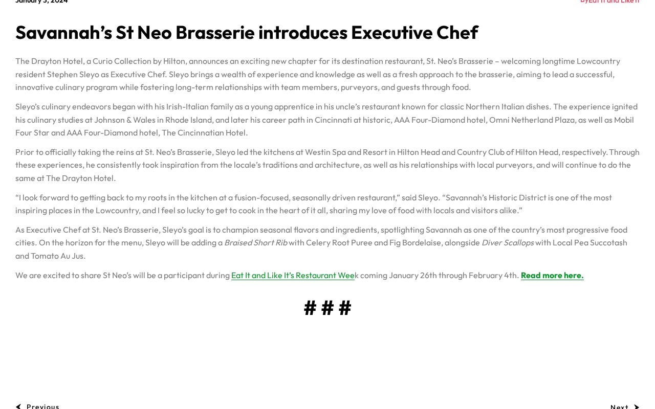 Eat It & Like It: Savannah's St. Neo's Brasserie introduces Executive Chef